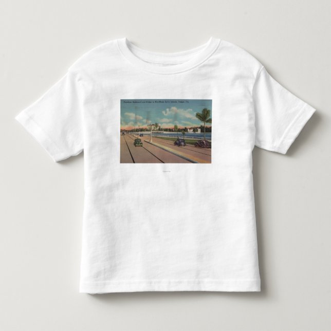 T-shirt Pour Les Tous Petits Tampa, FL - vue de Bd. de Bayshore, pont (Devant)