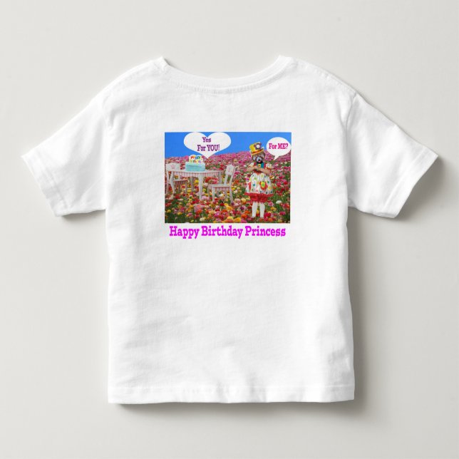 T-shirt Pour Les Tous Petits tee-shirt enfant. Bonne princesse d'anniversaire.  (Dos)