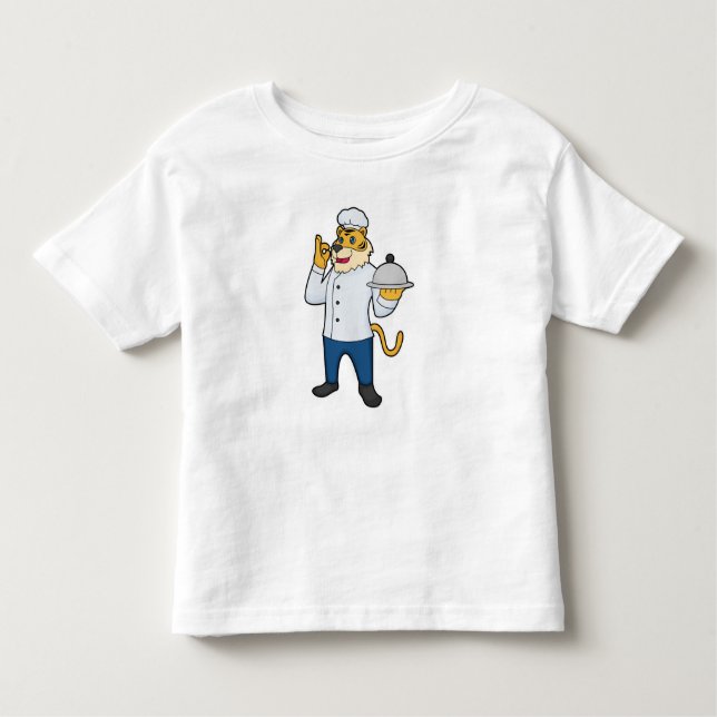 T-shirt Pour Les Tous Petits Tiger Cook Chef hat Platter (Devant)