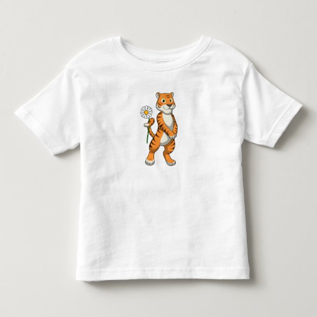 T-shirt Pour Les Tous Petits Tigre avec Daisy Flower (Devant)