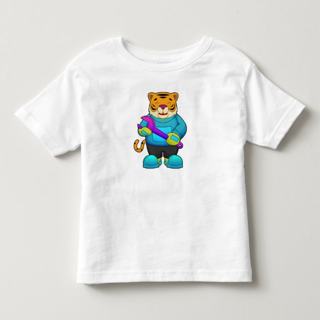 T-shirt Pour Les Tous Petits Tigre comme mécanique avec clé (Devant)