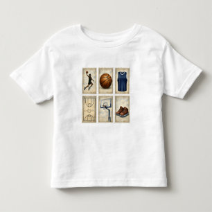 T-shirt Pour Les Tous Petits Timbres de basket-ball vintage Collection de sport
