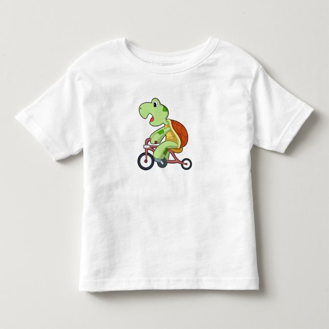T-shirt Pour Les Tous Petits Tortue avec bicyclette (Devant)