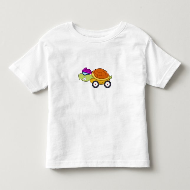 T-shirt Pour Les Tous Petits Tortue avec coquille comme voiture (Devant)