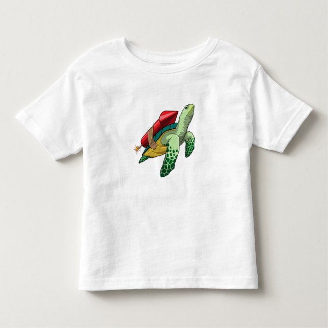 T-shirt Pour Les Tous Petits Tortue avec fusée (Devant)