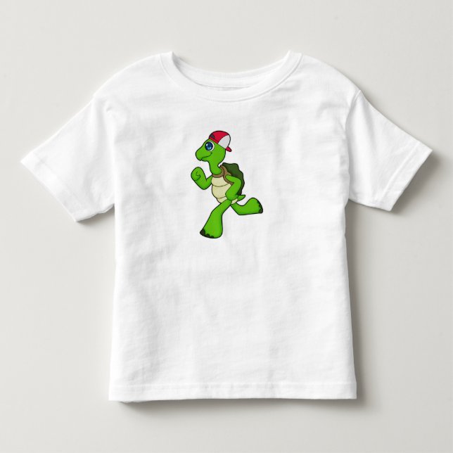 T-shirt Pour Les Tous Petits Tortue comme coureur avec Casquette (Devant)