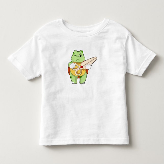 T-shirt Pour Les Tous Petits Tortue en coiffeur avec ciseaux (Devant)