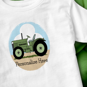 T-shirt Pour Les Tous Petits Tracteur Agricole Vert Personnalisé pour Enfants