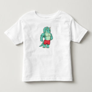 T-shirt Pour Les Tous Petits Tricératops comme Bodybuilder à Bodybuilding