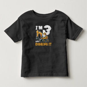 T-shirt Pour Les Tous Petits Trois 3ans 3e anniversaire Construction Boy 3 ans