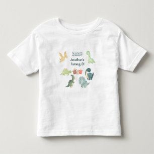 T-shirt Pour Les Tous Petits Troisième Anniversaire Dinosaure Mignon Aquarelle 