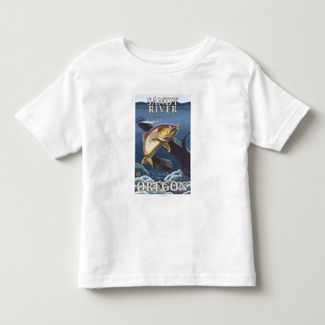 T-shirt Pour Les Tous Petits Truite pêchant la section transversale - rivière (Devant)