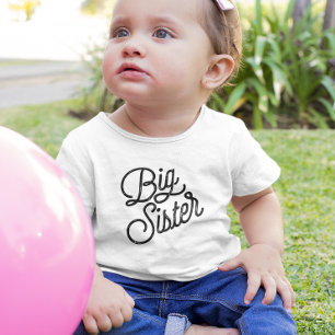 T-shirt Pour Les Tous Petits Typographie noire Retro Big Sister