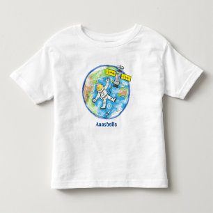 T-shirt Pour Les Tous Petits Un astronaute amusant dans l'espace et la bande de