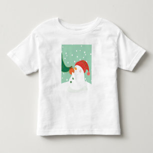 T-shirt Pour Les Tous Petits Un bonhomme de neige accrochant un ornement sur un