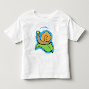 T-shirt Pour Les Tous Petits Un mignon escargot heureux sur une illustration d'