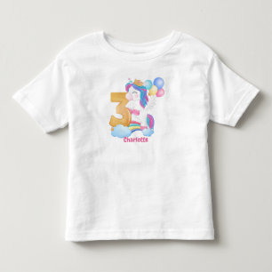 T-shirt Pour Les Tous Petits Unicorn Rainbow 3eme anniversaire