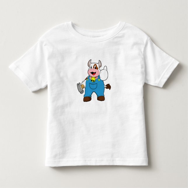 T-shirt Pour Les Tous Petits Vache comme artisan avec marteau (Devant)