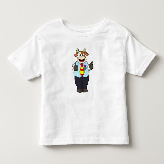 T-shirt Pour Les Tous Petits Vache comme enseignant avec Cravate (Devant)