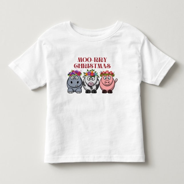 T-SHIRT POUR LES TOUS PETITS VACHE NOËL MERRY NOËL XMAS (Devant)