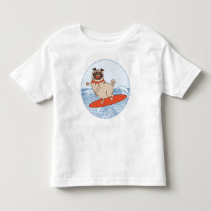 T-shirt Pour Les Tous Petits Vague à cheval heureux chien de carlin sur la plan