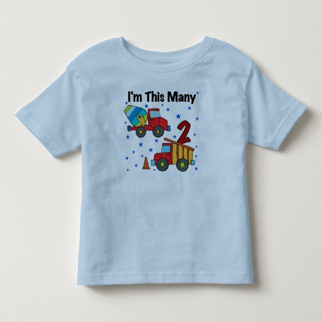 T-shirt Pour Les Tous Petits Véhicules de construction 2e cadeau d'anniversaire (Devant)