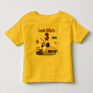 T-shirt Pour Les Tous Petits Véhicules de construction 3e chemises d'anniversai