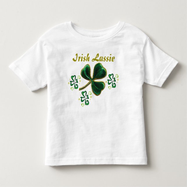 T-shirt Pour Les Tous Petits Verte Faux Velvet Clover Irish Lassie (Devant)