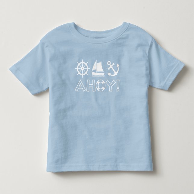 T-shirt Pour Les Tous Petits Voilier Ancre Ahoy! BLANCHE (Devant)