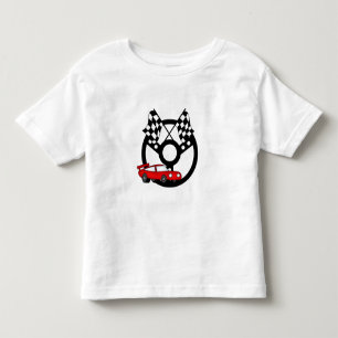 T-shirt Pour Les Tous Petits Voiture et drapeaux de course rouges