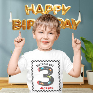 T-shirt Pour Les Tous Petits Voitures de course Troisième anniversaire Garçon