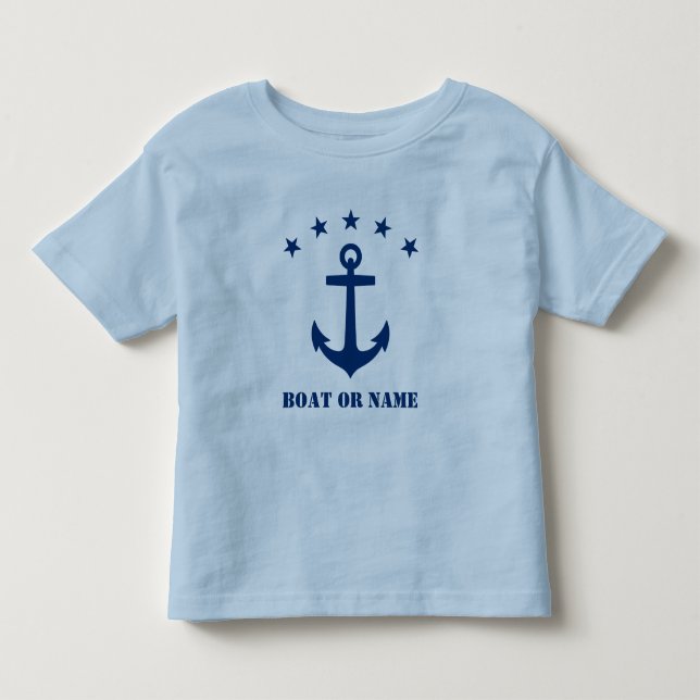 T-shirt Pour Les Tous Petits Votre nom ou nom de bateau Ancre classique Bleu cl (Devant)