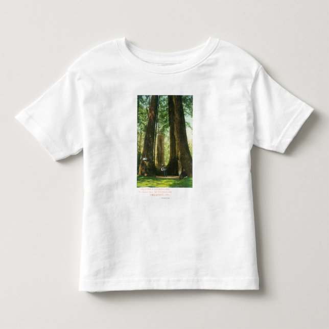 T-shirt Pour Les Tous Petits Vue des jumeaux de séquoia au grand verger d'arbre (Devant)