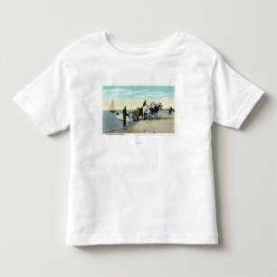 T-shirt Pour Les Tous Petits Vue d'un chariot de cheval tirant dans un bateau