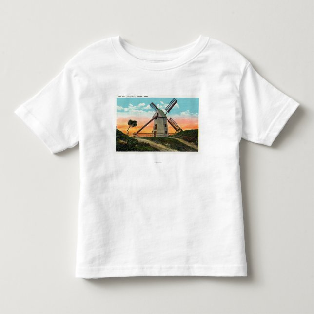 T-shirt Pour Les Tous Petits Vue d'un vieux moulin à vent (Devant)