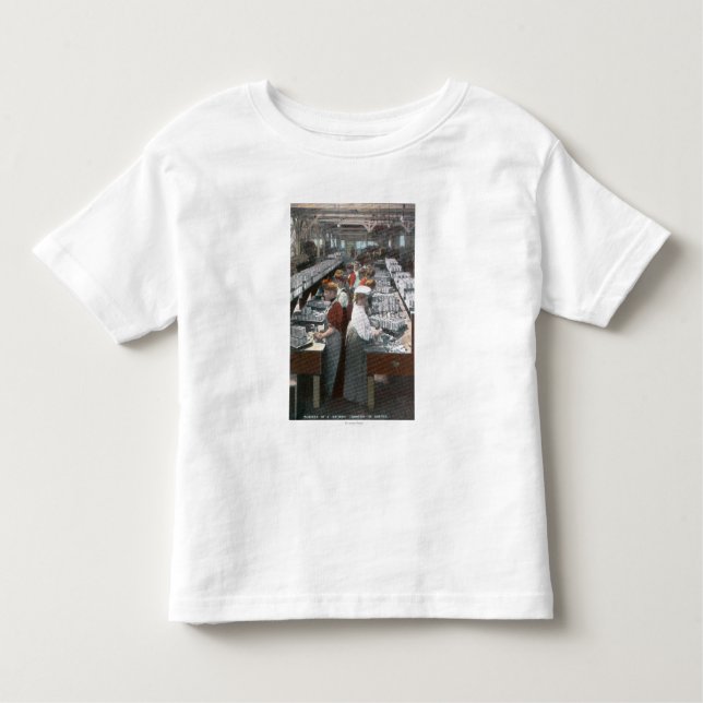 T-shirt Pour Les Tous Petits Vue intérieure des travailleurs saumonés de (Devant)