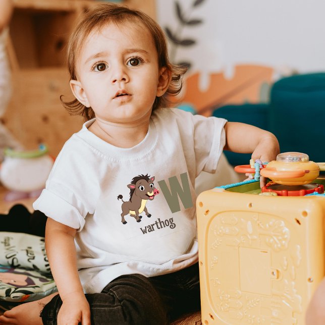 T-shirt Pour Les Tous Petits W est pour Warthog : Adorable Alphabet (Créateur téléchargé)