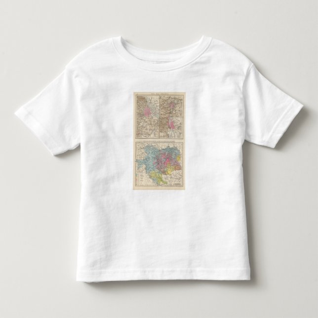 T-shirt Pour Les Tous Petits Wien, Prag, carte de Budapest (Devant)