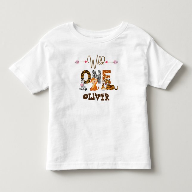 T-shirt Pour Les Tous Petits Wild One 1er anniversaire Jungle Baby (Devant)