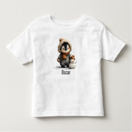 T-shirt Pour Les Tous Petits Winter Penguin with Snowman Design