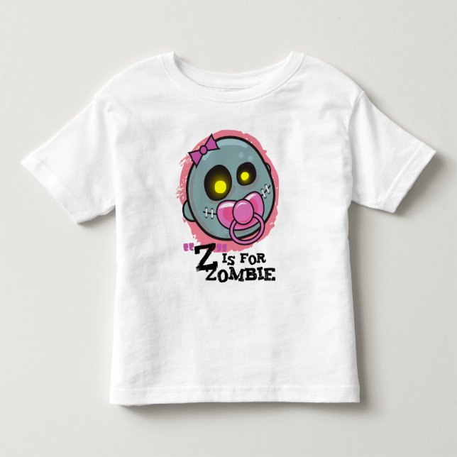 T-shirt Pour Les Tous Petits "Z" est pour Zombie avec / Pacifier Girls Toddler  (Devant)