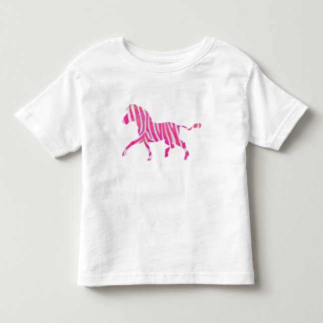 T-shirt Pour Les Tous Petits Zebra Hot rose et blanc Silhouette (Devant)