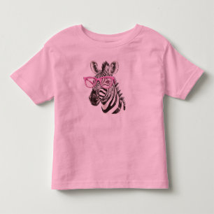 T-shirt Pour Les Tous Petits Zèbre avec lunettes roses