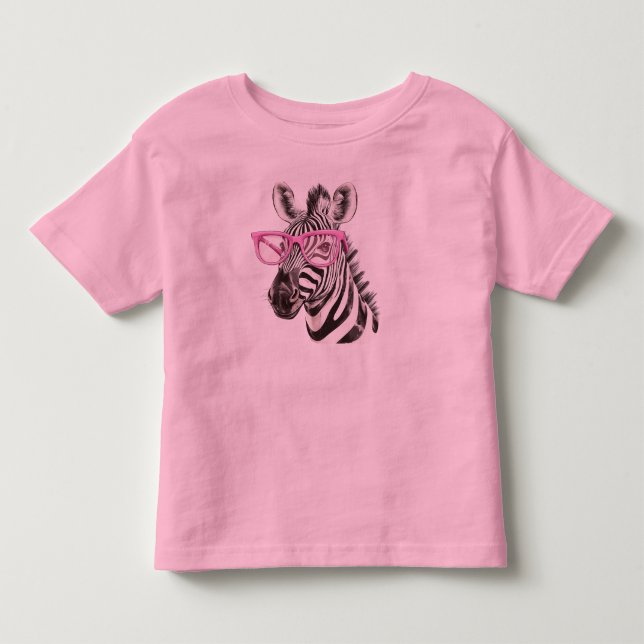 T-shirt Pour Les Tous Petits Zèbre avec lunettes roses (Devant)