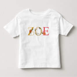 T-shirt Pour Les Tous Petits ZOE Nom Art Avec Fleurs Brodées