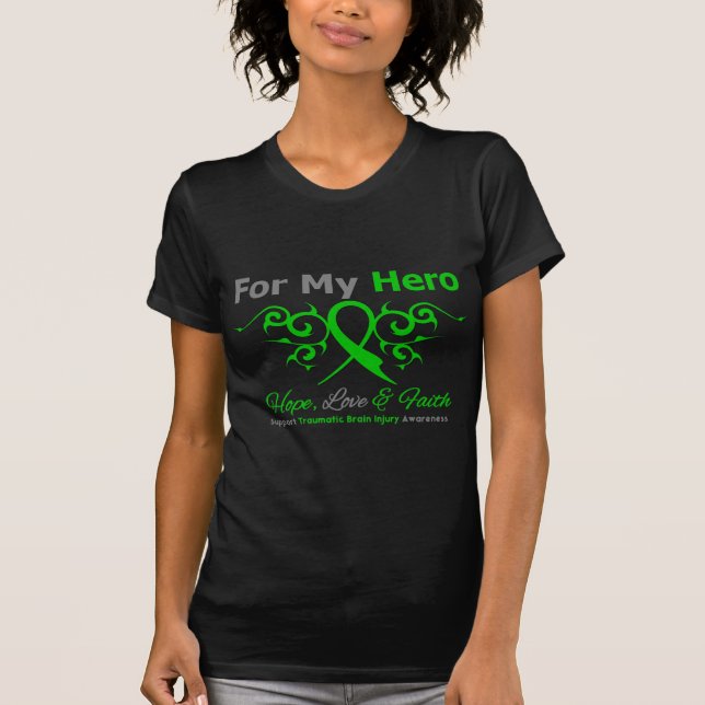 T-shirt Pour ma lésion cérébrale traumatique de ruban (Devant)