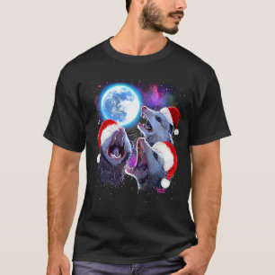 T-shirt Pour Noël trois opossum hurlant à la lune P
