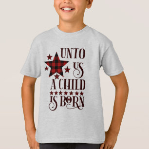 T-shirt Pour nous un enfant est né Noël Plaid