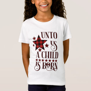 T-Shirt Pour nous un enfant est né Noël Plaid