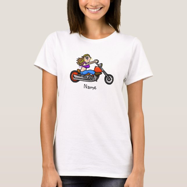 T-Shirt pour poussette féminine en moto (Devant)